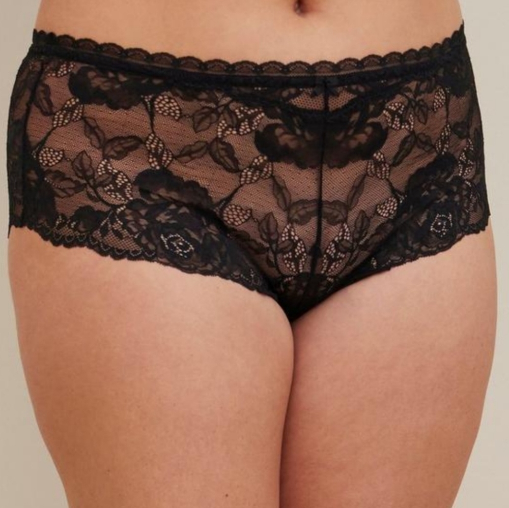Torrid Floral Lace Cheeky Panty Underwear Thong With Open Back Slit 3x